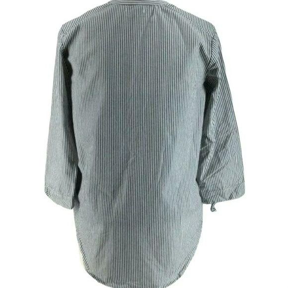 Kensie Jeans Striped Button Down Shirt Bow Sleeve‎ Small - Picture 2 of 8